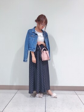 「RANDA」｜「アイテム（デニムジャケット）」を使った、knmnyanさん（レディース・152cm）の秋コーディネート