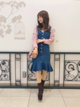 「dazzlin（ダズリン）のアイテム（ジャンパースカート）」を使った、knmnyanさん（レディース・152cm）の冬コーディネート