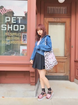 「dazzlin（ダズリン）のアイテム（デニムジャケット）」を使った、knmnyanさん（レディース・152cm）の春コーディネート
