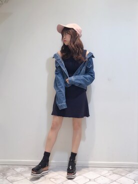 「dazzlin（ダズリン）のアイテム（デニムジャケット）」を使った、knmnyanさん（レディース・152cm）の秋コーディネート