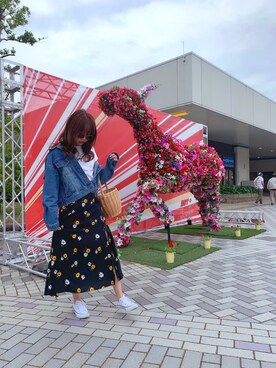 「dazzlin（ダズリン）のアイテム（デニムジャケット）」を使った、knmnyanさん（レディース・152cm）の春コーディネート