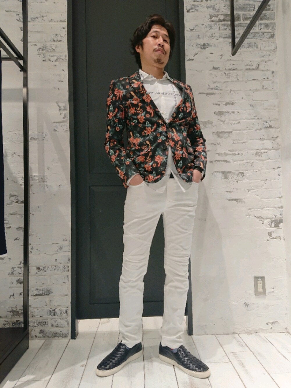 美品 ラブレス LOVELESS ボタニカル柄テーラードジャケット メンズ S