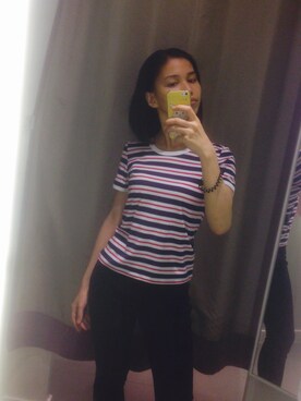 「H&M（エイチ・アンド・エム）のアイテム（Tシャツ/カットソー、その他）」を使った、佛罗伦萨的橘子さん（レディース・158cm）の秋コーディネート