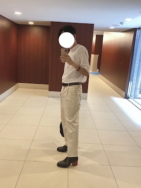 「ha | za | ma（ハザマ）のアイテム」を使った、まっつぁあんさん（メンズ・174cm）の秋コーディネート