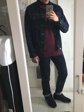 「UNIQLO（ユニクロ）のMEN ソフトタッチハイネックT（長袖・大きいサイズ）（Tシャツ/カットソー）」を使った、kouさん（メンズ・173cm）の秋コーディネート