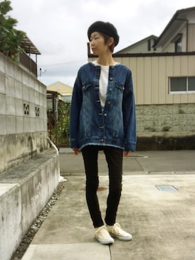 「WEAR昭和部」｜「アイテム（デニムジャケット）」を使った、めんめさんさん（レディース・163cm）の秋コーディネート