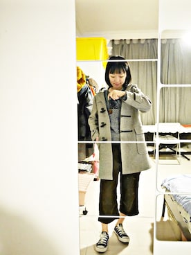 「通勤穿搭」｜「アイテム（ダッフルコート）」を使った、boxlouisaさん（レディース・159cm）の冬コーディネート