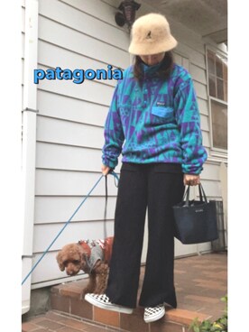 「patagonia」｜「アイテム（スリッポン）」を使った、nagiさん（レディース・154cm）の冬コーディネート