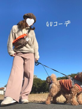「GUコーデ」｜「アイテム（ハンチング/ベレー帽）」を使った、nagiさん（レディース・154cm）の冬コーディネート