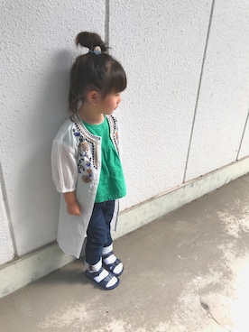 「くつした」｜「アイテム（ワンピース/ドレス）」を使った、izuさん（キッズ・100cm）の春コーディネート