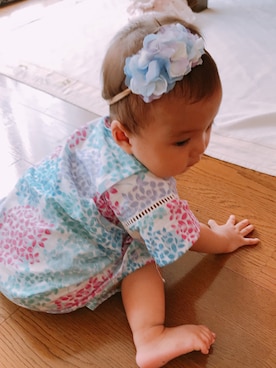 「petit main（プティマイン）のアイテム（浴衣）」を使った、kumoさん（キッズ・70cm）の夏コーディネート
