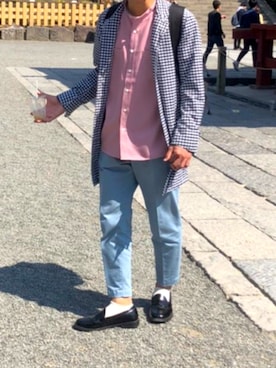 「SHIPS（シップス）のアイテム（ステンカラーコート）」を使った、Riさん（メンズ・176cm）の春コーディネート