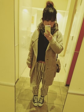 「AS KNOW AS plus（アズノゥアズプラス）のアイテム（その他アウター）」を使った、nikoさん（レディース・155cm）の冬コーディネート