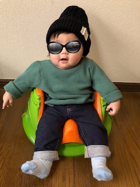 「Carter's（カーターズ）のアイテム（パンツ）」を使った、Renさん（キッズ・70cm）の秋コーディネート