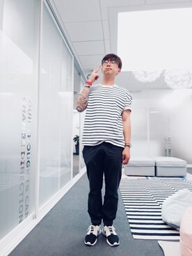 「PULL&BEAR（プルアンドベア）のアイテム（Tシャツ/カットソー）」を使った、Dandelion-YuAnさん（メンズ・174cm）の夏コーディネート