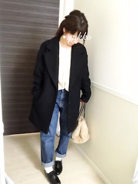 「おおぶりピアス」｜「アイテム（チェスターコート）」を使った、yukkoさん（レディース・150cm）の冬コーディネート