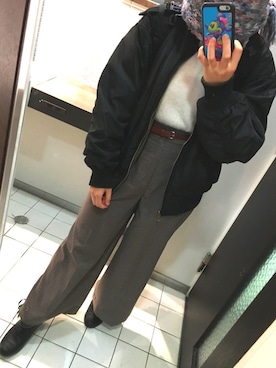 「ディナー」｜「アイテム（MA-1）」を使った、ayumin-minさん（レディース・155cm）の冬コーディネート