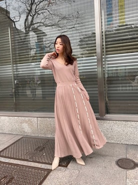 Ribbon Stripe Knit OP/リボンストライプニットワンピースを使った人気 