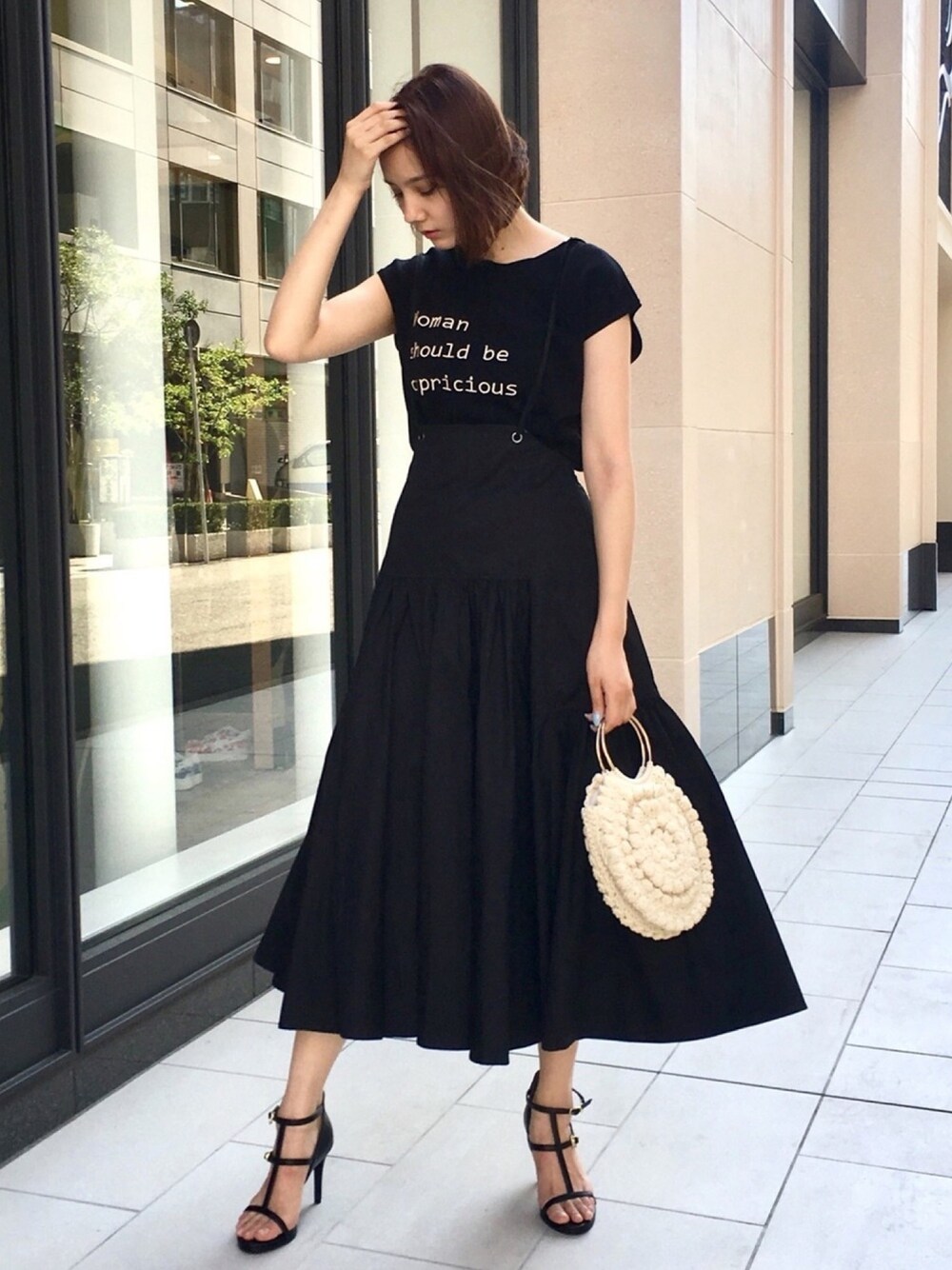 rienda（リエンダ）の「ティアードサスペンダーフレアスカート