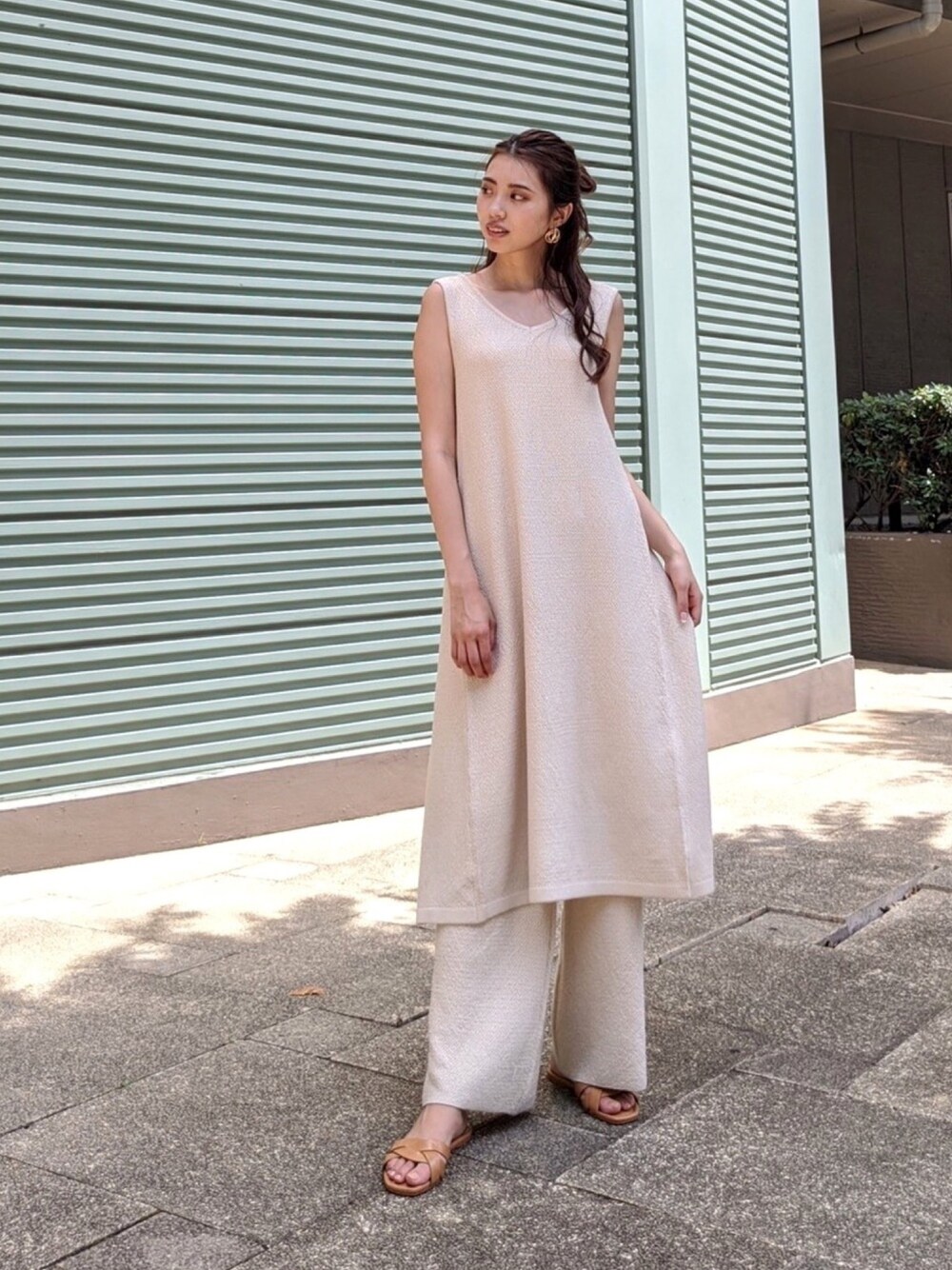 ロングスリーブ ニット風トップス ストリート系 ゆるコーデ ロングスリーブニットトップスを使ったレディース人気
