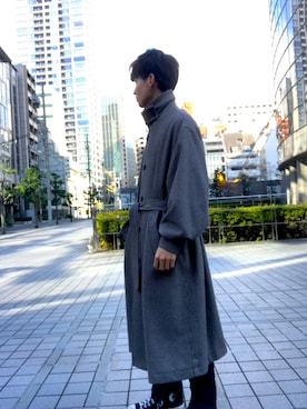「アイテム（ステンカラーコート）」を使った、TAKUMAさん（メンズ・172cm・20代）の冬コーディネート