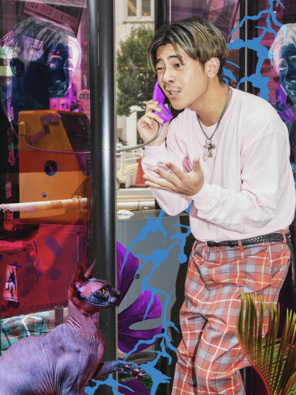 「H＞FRACTAL、踊FootWorks」｜「FLAG by ALEXIA STAMのODD FOOT WORKS × H>FRACTAL - TIMEAXIS Long sleeve(Light pink)（Tシャツ/カットソー、ピンク系）」を使った、H>FRACTALさん（メンズ・180cm）の秋コーディネートの1枚目の写真