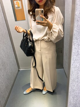 「スリット」｜「アイテム（バレエシューズ）」を使った、gagaさん（レディース・152cm）の秋コーディネート