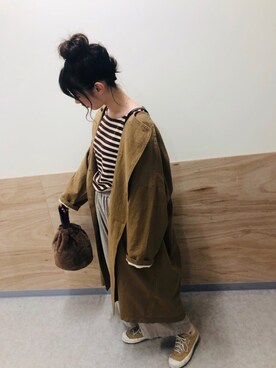 「ゆったりシルエット」｜「アイテム（その他アウター）」を使った、あらいみきさん（レディース・158cm）の秋コーディネート