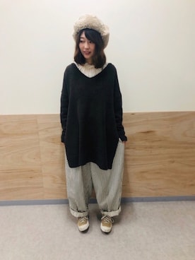「ふんわり」｜「アイテム（帽子）」を使った、あらいみきさん（レディース・158cm）の秋コーディネート