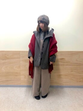 「着まわしコーデ」｜「アイテム（ジャケット/アウター）」を使った、あらいみきさん（レディース・158cm）の冬コーディネート