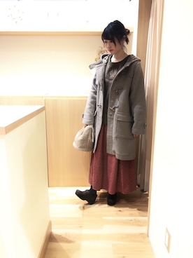「Samansa Mos2（サマンサ モスモス）のアイテム（ダッフルコート）」を使った、あらいみきさん（レディース・158cm）の冬コーディネート
