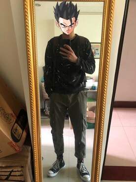 「Dickies（ディッキーズ）のアイテム（Other Shoes、ブラック系）」を使った、Lakers_jianhuiさん（メンズ・178cm）の冬コーディネート