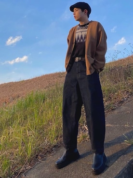 「H&M（エイチ・アンド・エム）のアイテム（キャスケット）」を使った、Leonさん（メンズ・169cm）の冬コーディネート