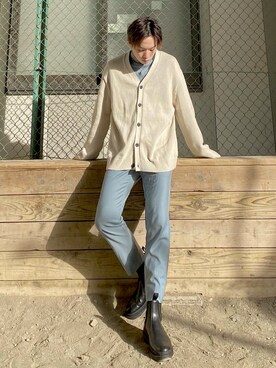 「H&M（エイチ・アンド・エム）のアイテム（カーディガン/ボレロ）」を使った、Leonさん（メンズ・169cm）の冬コーディネート