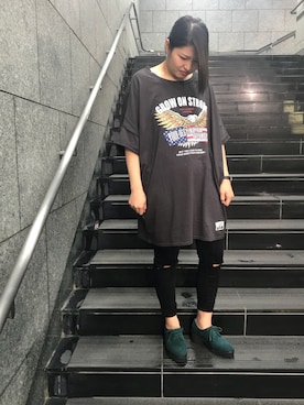 「アイテム（ドレスシューズ、グリーン系）」を使った、ORientalTRaffic 京都CUBE店さん（レディース・155cm）の夏コーディネート