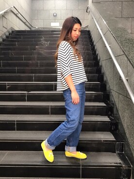 「オリエンタルトラフィック」｜「アイテム（スリッポン）」を使った、ORientalTRaffic 京都CUBE店さん（レディース・157cm）の春コーディネート