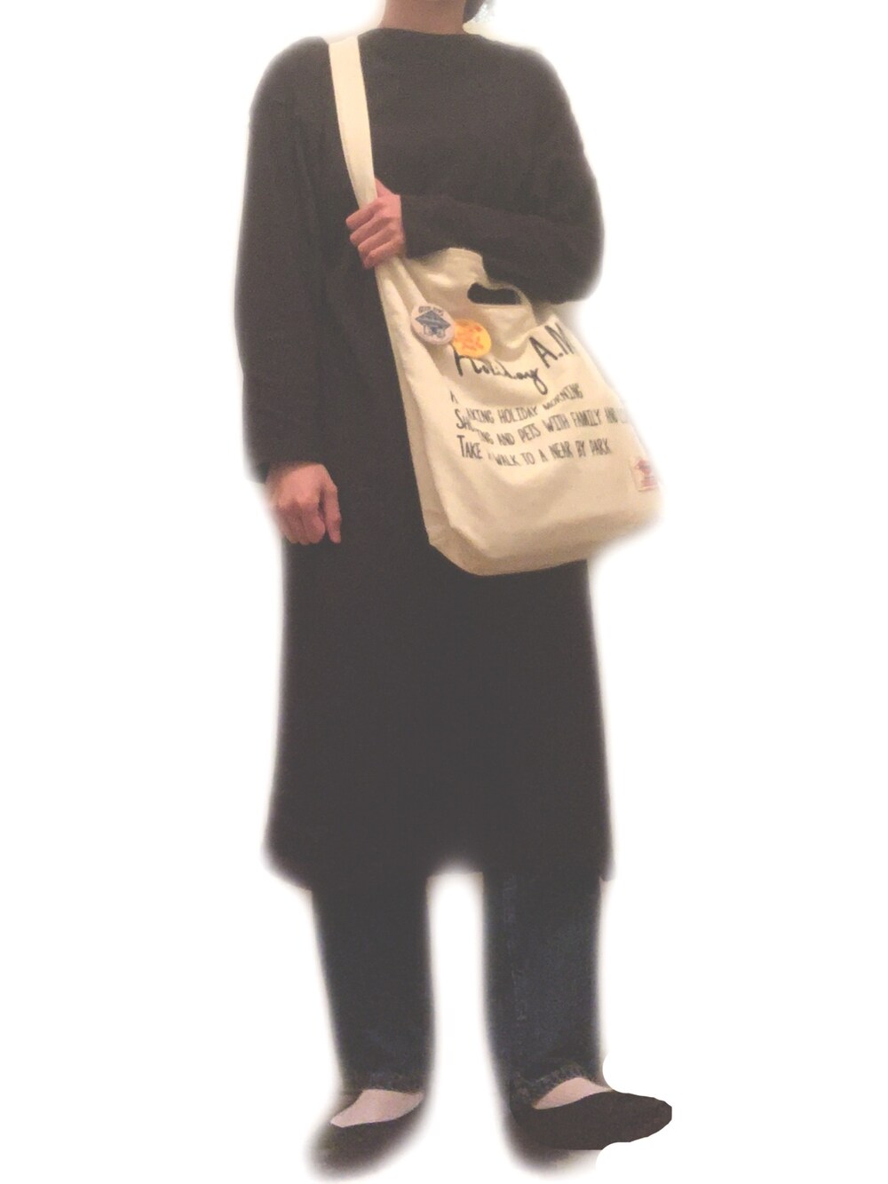 「wearhalloween2020、シンプルコーデ、ロングワンピース、雨の日コーデ、プチプラ、カジュアル、デニム、パンプス、黒ワンピ、ワンピース」｜「SM2のアイテム（ワンピース/ドレス、ブラック系）」を使った、😶さん（レディース・154cm）の秋コーディネートの1枚目の写真