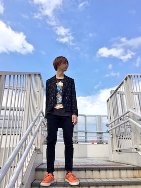 「MARC JACOBS（マークジェイコブス）のアイテム（シューズ）」を使った、Honeyさん（メンズ・176cm）の春コーディネート