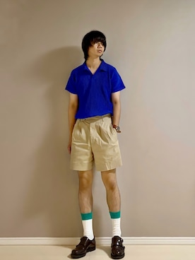 「Onitsuka Tiger × ANDREA POMPILIO（オニツカタイガーアンドレアポンピリオ）のアイテム（パンツ）」を使った、Honeyさん（メンズ・176cm）の夏コーディネート