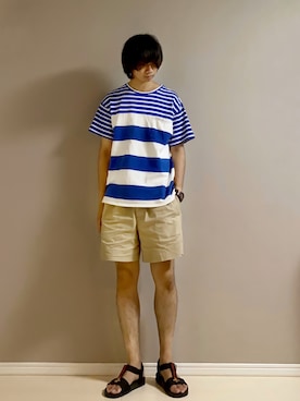 「Onitsuka Tiger × ANDREA POMPILIO（オニツカタイガーアンドレアポンピリオ）のアイテム（パンツ）」を使った、Honeyさん（メンズ・176cm）の夏コーディネート