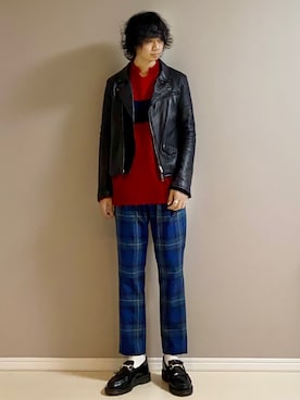 「ロック」｜「アイテム（ローファー）」を使った、Honeyさん（メンズ・176cm）の冬コーディネート