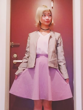 「CECIL McBEE（セシルマクビー）のアイテム（ライダースジャケット）」を使った、Girls Fashion Collectionさん（レディース・157cm）の春コーディネート