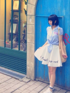 「WEGO（ウィゴー）のWEGO/キャンバスローカットスニーカー（スニーカー）」を使った、Girls Fashion Collectionさん（レディース・157cm）の春コーディネート