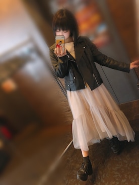 「PAGEBOY（ページボーイ）のアイテム（ライダースジャケット）」を使った、Girls Fashion Collectionさん（レディース・157cm）の春コーディネート