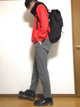 「Manhattan Portage」｜「アイテム（スラックス）」を使った、keeyさん（メンズ・178cm）の冬コーディネート