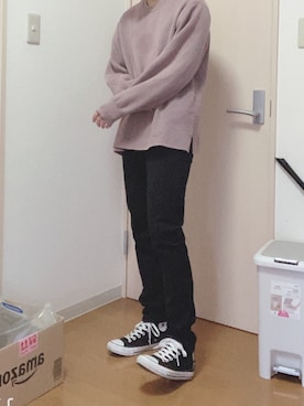 「WYM LIDNM（ウィム バイ リドム）のMILANO RIB HEAVY WEIGHT PO KNIT（ニット/セーター）」を使った、Shunpei Odashimaさん（メンズ・166cm）の春コーディネート