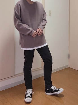 「WYM LIDNM（ウィム バイ リドム）のMILANO RIB HEAVY WEIGHT PO KNIT（ニット/セーター）」を使った、Shunpei Odashimaさん（メンズ・165cm）の春コーディネート
