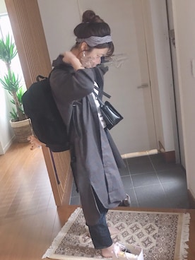 「グレンチェック」｜「アイテム（シャツワンピース）」を使った、ぽちさん（レディース・161cm）の春コーディネート