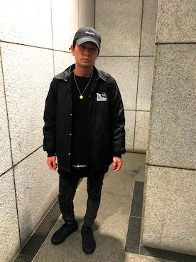 「真っ黒コーデ」｜「アイテム（ナイロンジャケット）」を使った、Dob"Jabbawock"Shunさん（メンズ・170cm）の冬コーディネート