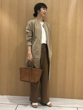 「アイテム（かごバッグ）」を使った、mayuさん（メンズ・162cm）の春コーディネート